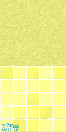 Sims 2 — MDP Lemon Swirl Half Solid-Tile by MelandStv — There are 10 colours and 2 textures for a total of 20 walls in