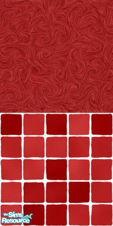 Sims 2 — MDP Crimson Swirl Half Solid-Tile by MelandStv — There are 10 colours and 2 textures for a total of 20 walls in