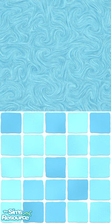 Sims 2 — MDP Azure Swirl Half Solid-Tile by MelandStv — There are 10 colours and 2 textures for a total of 20 walls in