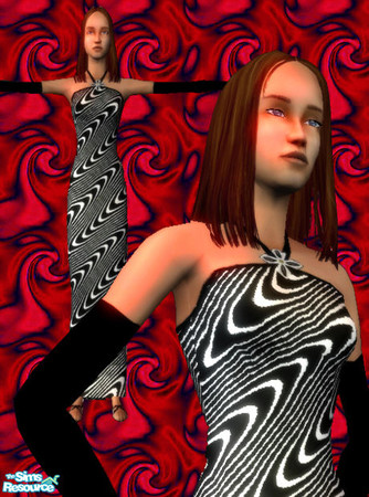 Sims 2 — Black and White Formal Dress by alc99999 — This is a beautiful black and white formal dress for your adult sims.