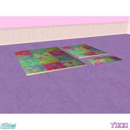 Sims 2 — Today's Girl Rugs - Beachfront by Yizzi — Rug with pastel squares and palm tree pattern from the Mary-Kate and