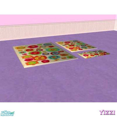 Sims 2 — Today's Girl Rugs - Rings by Yizzi — White rug with colorful rings from the Mary-Kate and Asley Collections.