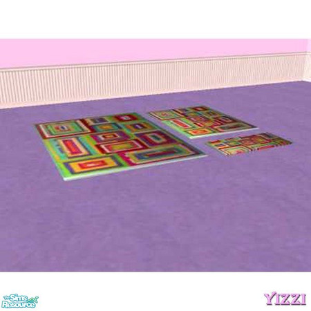 Sims 2 — Today's Girl Rugs - Blocks by Yizzi — Colorful retro block patterned rug from the Mary-Kate and Asley