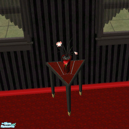 Sims 2 — Red Satin Flower by paulajedi — Red Satin Bedroom - Flower - Vase has a rose on it.