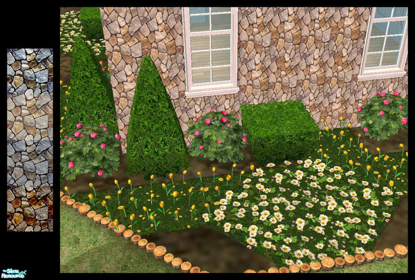Sims 2 — Simstone Collection Country Rubble Serie by Quiltreker — This collection contains 4 walls. Country Rubble is