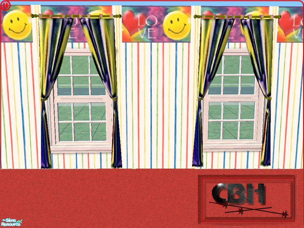 Sims 2 — CBH-Smiley Love Curtains by chelebellhell — No room is complete without curtains...psychodellic ones at that.
