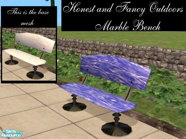 Sims 2 — Honest and Fancy Outdoors - Blue Bench by LaLunaRossa72 — Adding variety and style to your home without spending