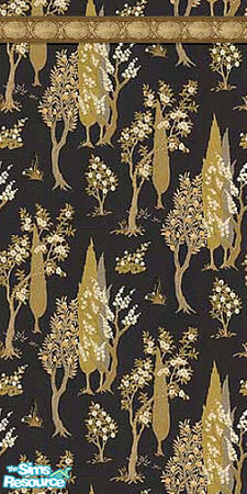 Sims 2 — Asian-American 2 by Lorah — An elegant Asian-American wall in black, cream and gold.