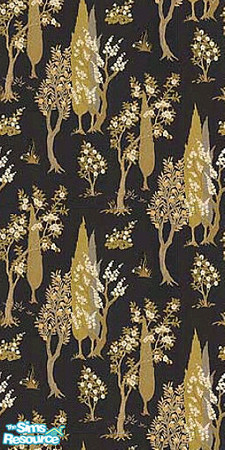 Sims 2 — Asian-American 1 by Lorah — An elegant Asian-American wall in black, cream and gold.
