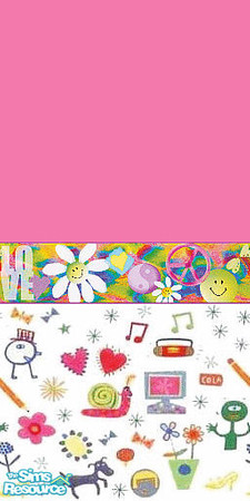 Sims 2 — Love 1 by Lorah — For your Hippie, brightly colored retro walls. Love 1 in red, green, yellow, blue, orange,