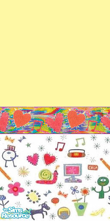 Sims 2 — Happiness 1 by Lorah — For your Hippie, brightly colored retro walls. Happiness 1 in red, green, yellow, blue,