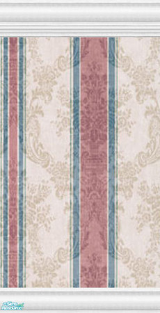 Sims 2 — Damask Wallpaper Collection - Damask White Base Red Blue by robbyngirl — A collection of Damask Wallpaper in