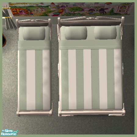 Sims 2 — Green Striped Bedding by SSilver — Part of my Green Striped Bedroom.