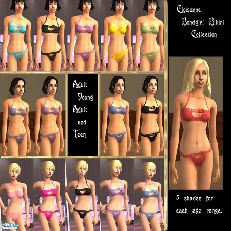 Sims 2 — Bondgirl Bikini by Cloisonne — This collection is for all 3 ages ranges,teen,young adult and adult.The