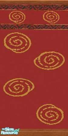 Sims 2 — Claret Spiral Wall by luvs10s — Wine and gold for the discerning sim. Preview Image is the squashed version,