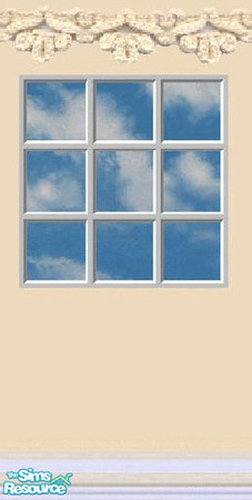 Sims 2 — cream window wall by The_Unicorn — another one with the trim used from Lorah's 'abandoned siding floor'.