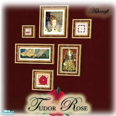 Sims 2 — Tudor Rose Painting Collage by Cashcraft — The Tudor Rose collage of paintings.