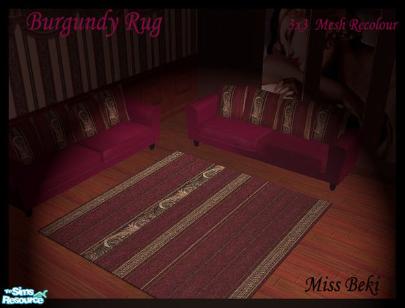 Sims 2 — Classic Burgundy Rug by miss_beki — Classic & Stylish Burgundy Rug 3x3 Square.his is a mesh Recolour of the