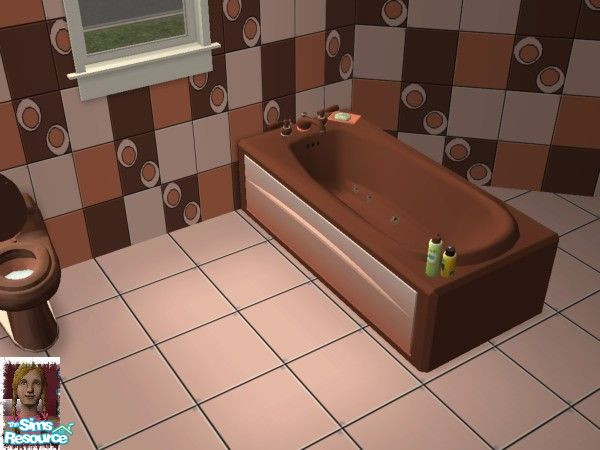 Sims 2 — Retro Brown Bath by nessylove — Brown need not be boring - relive school days from the 70's with this