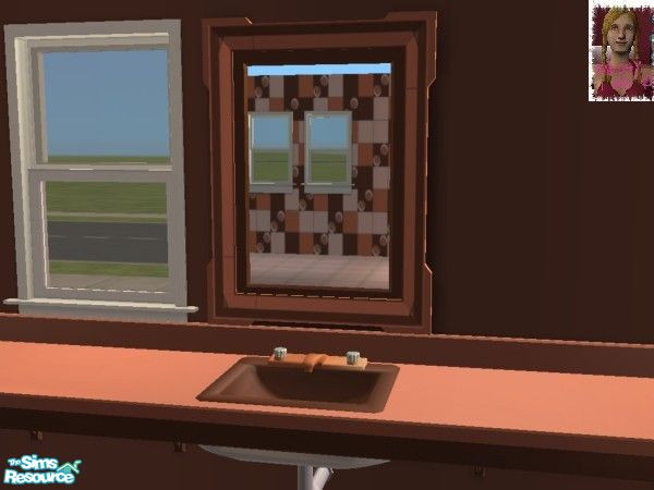 Sims 2 — Retro Brown Mirror by nessylove — Brown need not be boring - relive school days from the 70's with this