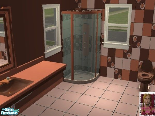 Sims 2 — Retro Brown Shower by nessylove — Brown need not be boring - relive school days from the 70's with this