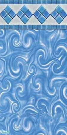 Sims 2 — Blue Swirl Pool Liner by msnicoleking — Blue swirl design pool liner with diamond tile trim. Found in the