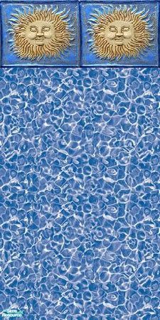 Sims 2 — Blue Sun Tile Liner by msnicoleking — Make your pool an original with this blue swirly pool liner with pretty
