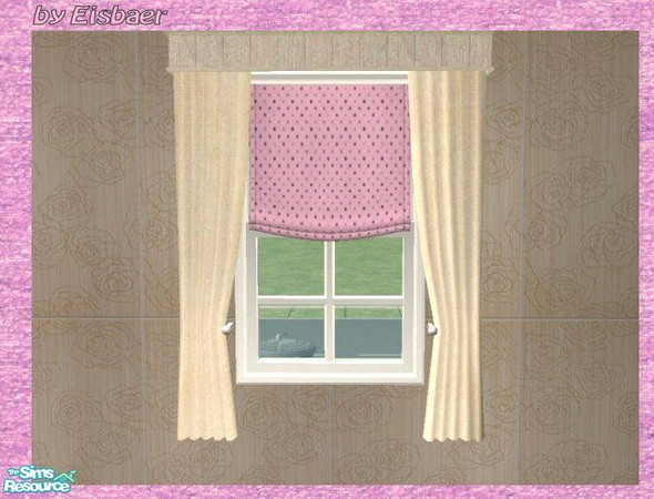Sims 2 — Reflex Prague Hall Lavendar - Curtain 3 by Eisbaerbonzo — Dotted roman blinds in lavendar - blinds only