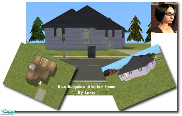 Sims 2 — Blue Bungalow by Lexiy — A small starter home. A change from my usual large expensive homes. This one is just