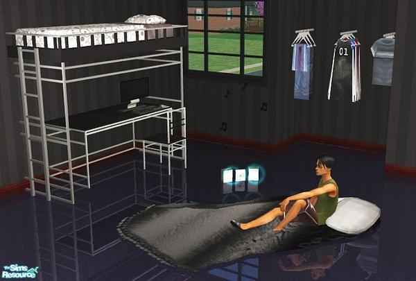 Sims 2 — Loft Bedroom by SaeraMaples — Modern and simple, perfect for a teen boys hang out.