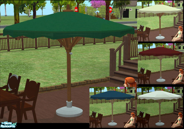 Sims 2 — Elba Garden Set - Garden Umbrella Mesh by Elize-37sims — Three wood colors and five canvas colors included in