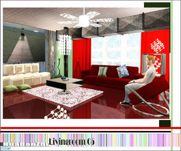 Sims 2 — Huabanzhu livingroom05 by huabanzhu — a set of 17 new meshes,this set I uesd my favorite colors-Red and