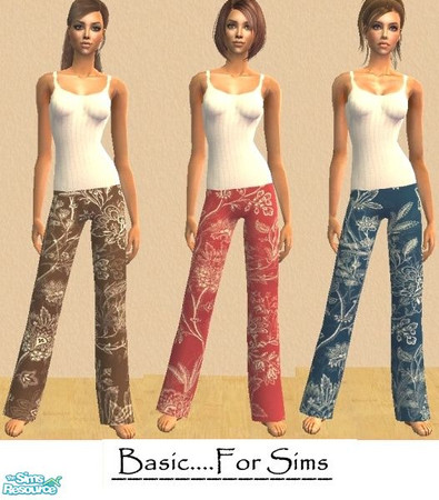 Sims 2 — Basic Faves - Scarlett Pajama Collection by Basic....For Sims — 3 floral bottomed pajamas for your ladies. They