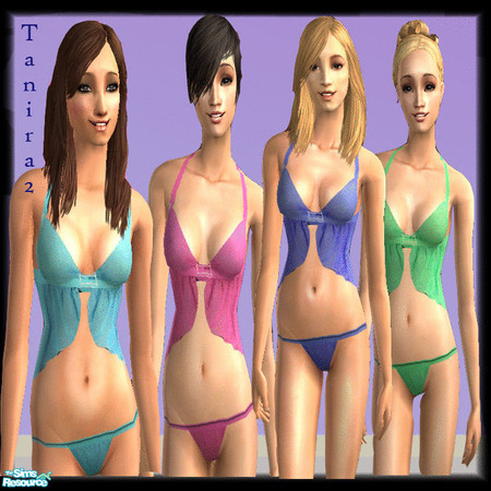 Sims 2 — Babydoll Chiffon set by tanira2 — Vlue, Purple, Green, and pink no mesh required