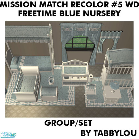 Sims 2 — TL - MM FT Blue Nursery Recolor05Wd Set by TabbyLou — This is My Recolor #5 Wood with FreeTime Ingame Blue Set.