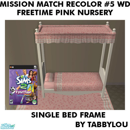 Sims 2 — TL - MM FTPink SingleBedFrame Recolor05Wd by TabbyLou — Recolor of FreeTime Classic Baby\'s Touch Bed Frame