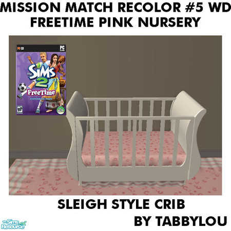 Sims 2 — TL - MM FTPink SleighCrib Recolor05Wd by TabbyLou — Recolor of FreeTime Classic Wonderland Sleigh Crib with