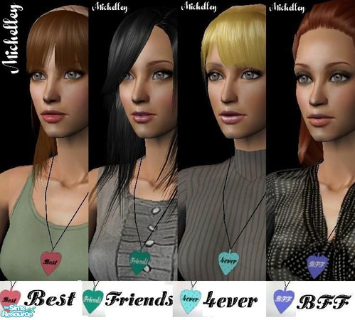 Sims 2 — BFF Friendship Necklaces by MichelleySim95 — A set of 4 adorable necklaces for your sims. Includes: Best,