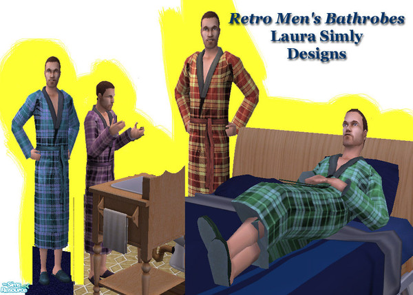 Sims 2 — Laura Simly Retro Plaid Men\'s Robe Set by debs913 — Four retro classic plaid bathrobes for the Sim seeking