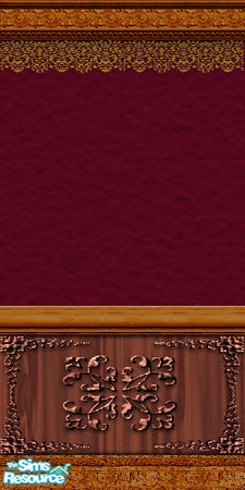Sims 2 — Elegant Velvet Wall 2 by Nikki041498 — Elaborate wood carvings, and cast stone moldings give this wall added