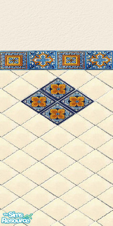 Sims 2 — Cream Sevilla Insert Medallion by alexasrosa — Cream with Sevilla style hand made colored tiles as a border and