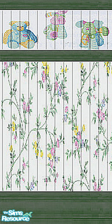 Sims 2 — CuteKids by cares8838 — A Cute Stuffed Animal Border With Paneling And A Floral Print.