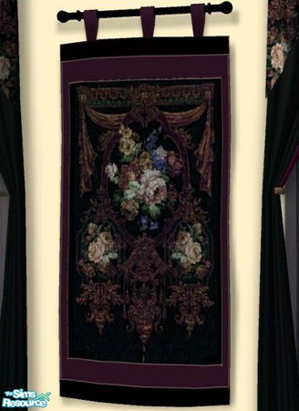 Sims 2 — Gothic Rose Tapestry by MandyWhy — The Unicorn's original wallpaper design is re-created on this tapestry with