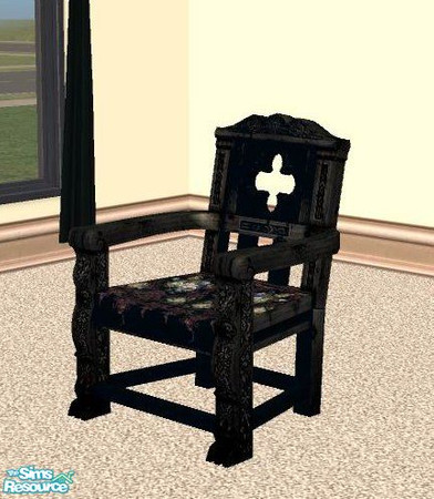 Sims 2 — Gothic Rose Medieval Chair by MandyWhy — The Unicorn's original wallpaper design is re-created for this set with