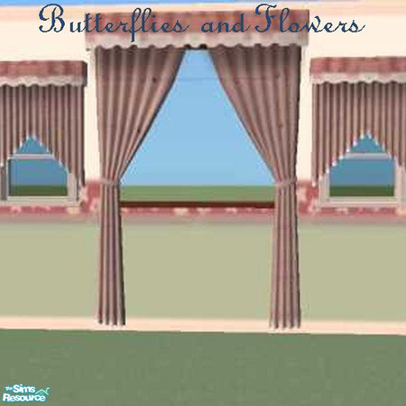 Sims 2 — Butterflies and Flowers - Window Dressin by Yizzi — Dark matching pink curtains