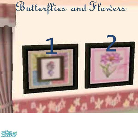 Sims 2 — Butterflies and Flowers - Painting 1 by Yizzi — Picture of vase with "heart flowers" and colorful