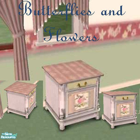 Sims 2 — Butterflies and Flowers - Nightstand by Yizzi — Wood only!! Fabric is a seperate file!