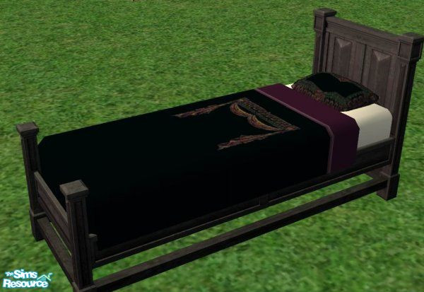 Sims 2 — Gothic Rose Medieval Bedframe by MandyWhy — The Unicorn's original wallpaper design is re-created for this set,