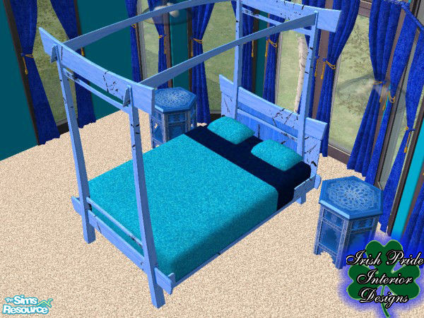 Sims 2 — Used Blue Bed by Irish Pride — This is the very bed the Mayor of Wenderville laid his head. Totally preserved