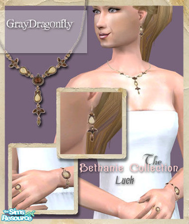 Sims 2 — The Bethanie Collection - Luck by GrayDragonfly — Full jewelry set includes earrings, a necklace, a bracelet,